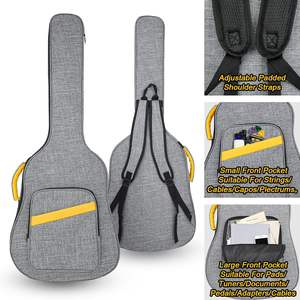 Étui pour guitare acoustique, instruments de musique, échantillon gratuit, double sangle réglable, sac de transport souple, sac de guitare noir - Product Image 3