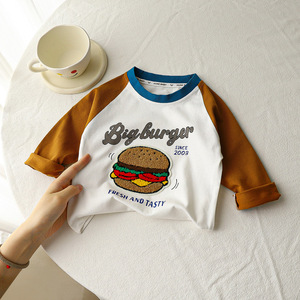 T-shirt à manches longues pour enfants, en pur coton, avec appliques d'animaux de dessin animé, pour garçons, vêtements de printemps et d'automne, chemise de base multicolore, 80cm-160cm - Product Image 4