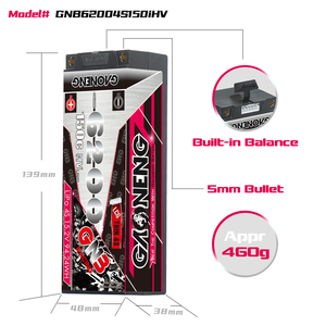 Batería LiPo RC GNB GAONENG 6200MAH 4S 15.2V 150C 5mm Bullet LCG Hardcase para Coches RC a Escala 1:8, LiHV HV de Alto Voltaje - Product Image 3