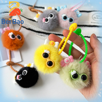 Porte-clés en peluche de 3 pouces avec boule de fourrure et lunettes, logo personnalisé, fabrication sur mesure, peluches super douces en stock pour accessoire de sac