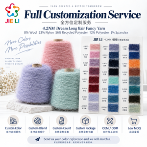 Fil à tricoter mélangé Chongjing 4.2NM, 8% laine, 23% nylon, 56% acrylique, 12% polyester, 1% élasthanne, fil fantaisie pour pull - Product Image 3
