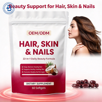 Capsules molles de collagène multi-vitamines OEM, peptides de collagène, biotine à base de plantes, croissance naturelle des cheveux, blanchiment de la peau, gélules molles de biotine et collagène