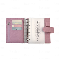 Carnet de budget A7 mignon avec couverture en PU et enveloppes pour espèces, organiseur de budget classique à feuilles mobiles avec anneaux