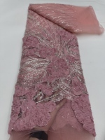Tissu en dentelle florale à paillettes 3D, broderie luxueuse et élégante pour robes de soirée et mariages