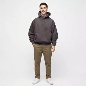 Double Layer Heavyweight 460gsm French Terry 100% Cotton No <b>String</b> Men Plain Custom Logo Drop Shoulder Oversized Hoodies - Product Image 1