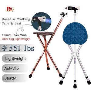 <span class=keywords><strong>Canne</strong></span> pliante en alliage d'aluminium avec siège, <span class=keywords><strong>canne</strong></span> de marche légère et réglable avec LED, poignée confort améliorée - Product Image 4