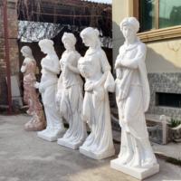 YOUFINE personnalisé classique hôtel de luxe jardin Sculpture blanc grandeur nature sculpté à la main en marbre quatre saisons déesse Figure Statue