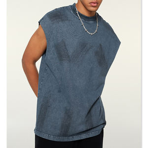 Camiseta sin Mangas de Alta Calidad para Hombre, Estilo Vintage, Gruesa, Personalizada con Logotipo Impreso, Lavado Ácido, Algodón, Unisex - Product Image 2