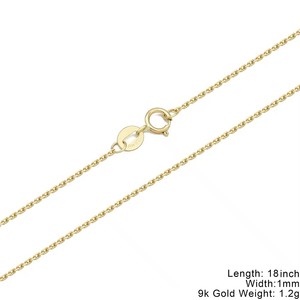 Nova Moda: Colar Feminino de Ouro Maciço Genuíno 10K 9K AU375 com Elo de Corrente Tipo Curb, Paper Clip e Cabo - Product Image 2