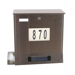 Boîte <span class=keywords><strong>aux</strong></span> <span class=keywords><strong>lettres</strong></span> murale à énergie solaire avec lumière LED, montage sur poteau, design moderne, installation facile, résistant <span class=keywords><strong>aux</strong></span> intempéries, économie d'énergie - Product Image 1