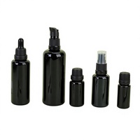 Flacon compte-gouttes en verre noir 10ml 15ml 30ml 50ml 100ml pour sérum et huile essentielle avec bouchon à vis et logo personnalisé
