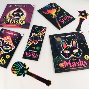Masque à gratter créatif YUELU <span class=keywords><strong>pour</strong></span> enfants, thème <span class=keywords><strong>Halloween</strong></span>, découpe à l'emporte-pièce, jouets de graffiti DIY, ensemble de peinture à gratter <span class=keywords><strong>pour</strong></span> cadeau de fête - Product Image 3