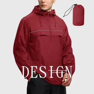Men's Customizable Logo Hooded Raincoat Solid Color Windproof Waterproof <b>Jacket</b> for Spring Autumn Outdoor <b>Canvas</b> Casual Winter - Product Image 1