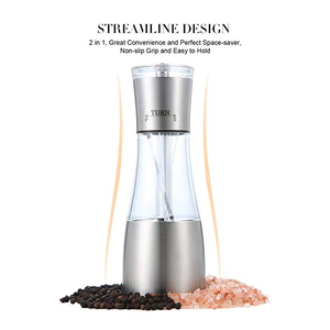 En Acier inoxydable bady Broyeur 2in1design Salière <span class=keywords><strong>et</strong></span> Poivrière, 2in1 Manuel Sel <span class=keywords><strong>et</strong></span> Poivrière avec Verre Acrylique - Product Image 4
