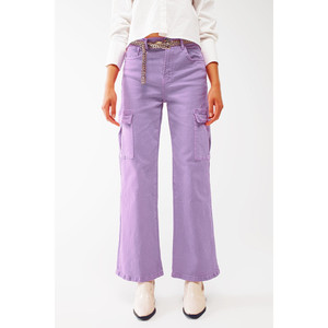 Jeans Cargo de Pierna Recta en Color Morado - Product Image 2