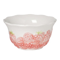 Service de table en céramique à motif fraise, assiettes et bols en relief 3D, vaisselle mignonne pour le thé de l'après-midi et la décoration de la maison
