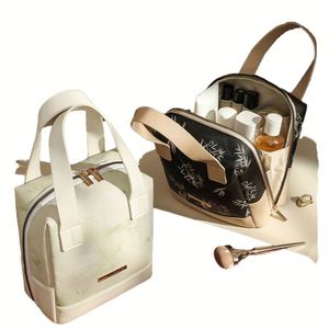 Nouvelle conception de trousse de toilette portable écologique en PU, imperméable, pour voyage, avec fermeture éclair, organiseur de maquillage multi-couches - Product Image 1