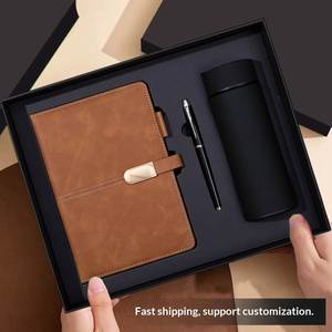 Carnet d'affaires promotionnel en cuir PU gravé avec stylo et gobelet, coffret cadeau classique pour l'accompagnement professionnel - Product Image 2
