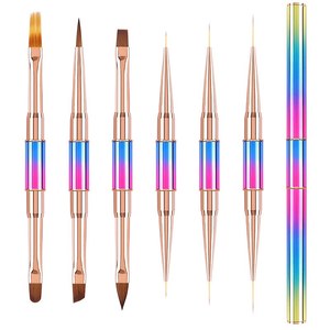 Juego de Pinceles de Uñas 2 en 1 con Doble Punta de Metal Degradado, Pincel de Nail Art Francés de Nylon Sintético para Gel Ombre, Herramienta de Manicura con Logotipo Personalizado - Product Image 2