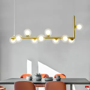 Современная Потолочная люстра для столовой, светодиодный светильник со стеклянными шариками, лампа для кухни, бара, офиса, комнатный передний подвесной светильник