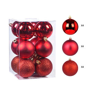 2025 nuevo juego de 12 piezas decorativas navideñas de bolas galvanizadas de plástico brillante con purpurina mate para decoración de árboles - Product Image 5