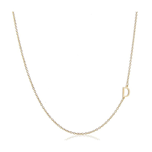 Personalized 925 Sterling Silver Gold <strong>Sideways</strong> <strong>Initial</strong> Letter <strong>Necklace</strong> for Women - Product Image 4
