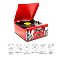 Gramophone classique multifonction à 3 vitesses, Bluetooth, vintage, ancien lecteur de disques vinyles, radio AM/FM, phonographe
