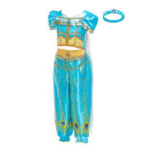 Costume de cosplay <span class=keywords><strong>Princesse</strong></span> <span class=keywords><strong>Jasmine</strong></span> <span class=keywords><strong>Aladdin</strong></span> pour filles, robe de Noël en polyester - Product Image 3