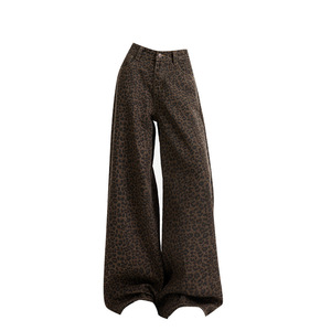 กางเกงยีนส์แฟชั่นทรงหลวมเอวสูงลายเสือดาวสไตล์วินเทจสำหรับผู้หญิงรุ่นใหม่ล่าสุด - Product Image 6