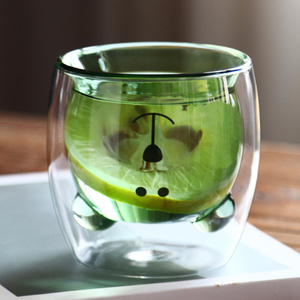 Vente en gros de tasses à café, lait et yaourt en verre borosilicate à double paroi Kawaii en forme d'ours pour le bureau, les anniversaires et Noël - Product Image 6