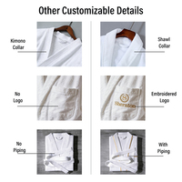 Peignoir d'hôtel blanc en gros 100 % coton gaufré unisexe style châle avec logo brodé personnalisé pour centres de villégiature et spas