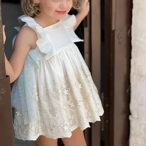 Vêtements pour bébés filles personnaliser robes en coton pour enfants robes en coton biologique pour robe de Noël étoile blanche pour enfants