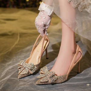 Zapatos de Tacón de 6CM/8CM para Mujer, con Lazo de Diamantes de Imitación, Zapatos de Fiesta de Moda, Tacones para Damas - Product Image 4