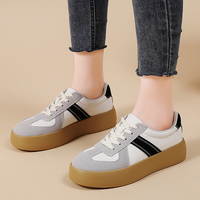 Baskets décontractées légères et tendance pour femmes, style rétro, à lacets, avec blocs de couleur, semelle épaisse, idéales pour le quotidien et le skate