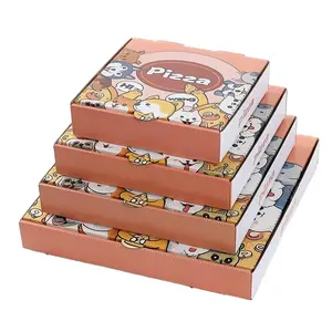 Pengiriman Kualitas Tinggi Ukuran Kustom Desain Dicetak Kotak Makanan Takeaway Grosir Kotak Pizza