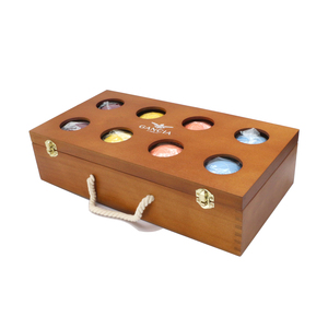 Ensemble de boules de boccia de 90 mm pour 2 à 8 joueurs avec 8 boules en résine, pallino, ruban à mesurer, boîte en bois pour l'extérieur, la cour, la pelouse, la plage - Product Image 1