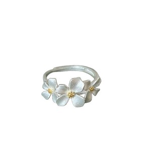 2026 New Gardenia Flower Loose End <b>Ring</b> <b>Thick</b> Silver Women Minimalist Style Light Luxury High-End J1135 <b>Thick</b> Silver Flower Desi - Product Image 5