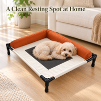 Lit surélevé pour chien avec rebord en L, en cuir PU et tissu Oxford, design tendance pour grands chiens, respirant et confortable