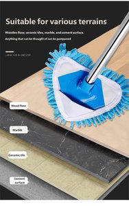Vadrouille à poussière en microfibre triangulaire rotative à 360 ° avec poteau en acier extensible avec poignée pour carrelage en <span class=keywords><strong>bois</strong></span> marbre - Product Image 6