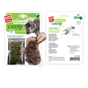 2025 Superzoo Gigwi Navulbaar Kattenkruid Speelgoed Muis Konijn Met 3 Kattenkruid Theezakjes In Ritssluiting Zak - Product Image 6