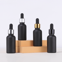 Impression de logo emballage cosmétique de soins de la peau 15ml 20ml 30ml 50ml 100ml bouteilles en verre compte-gouttes d'huile essentielle noir mat givré
