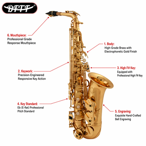 <span class=keywords><strong>Saxophone</strong></span> alto professionnel en laiton, clé Mi bémol, instruments à vent pour débutants adultes - <span class=keywords><strong>Prix</strong></span> de gros/OEM/d'usine - Product Image 6