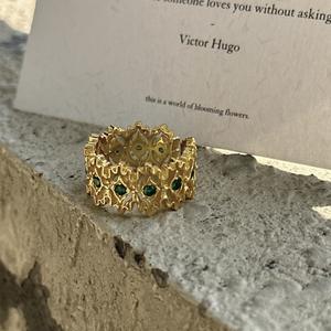 แหวนเงินแท้ S925 สไตล์โบราณ ประดับด้วยเซอร์โคเนียมสีเขียว ดีไซน์เรียบง่ายทันสมัย ลายเปิดเฉพาะกลุ่ม เครื่องประดับเบาๆ - Product Image 5