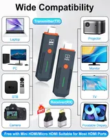 Transmetteur-récepteur vidéo sans fil 50M, décodage 4K, adaptateur d'affichage sans fil compatible HDMI avec convertisseur métallique pour PC, ordinateur portable, TV