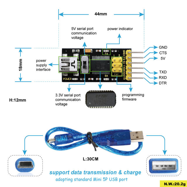USB to ESP-01S ESP8266 WIFI Programmer Module Serial Port Adapter