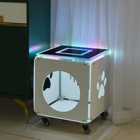 Table basse en verre et acrylique de style moderne avec éclairage intelligent LED RGB, commande tactile/télécommande sans fil, taille personnalisable pour l'ameublement de la maison