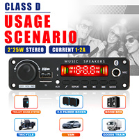 Tarjeta Decodificadora de Audio Digital para Coche, 12V 50W, con Micrófono, USB, TF, Radio FM, Altavoz, Manos Libres, Reproductor MP3 y Grabadora de Voz