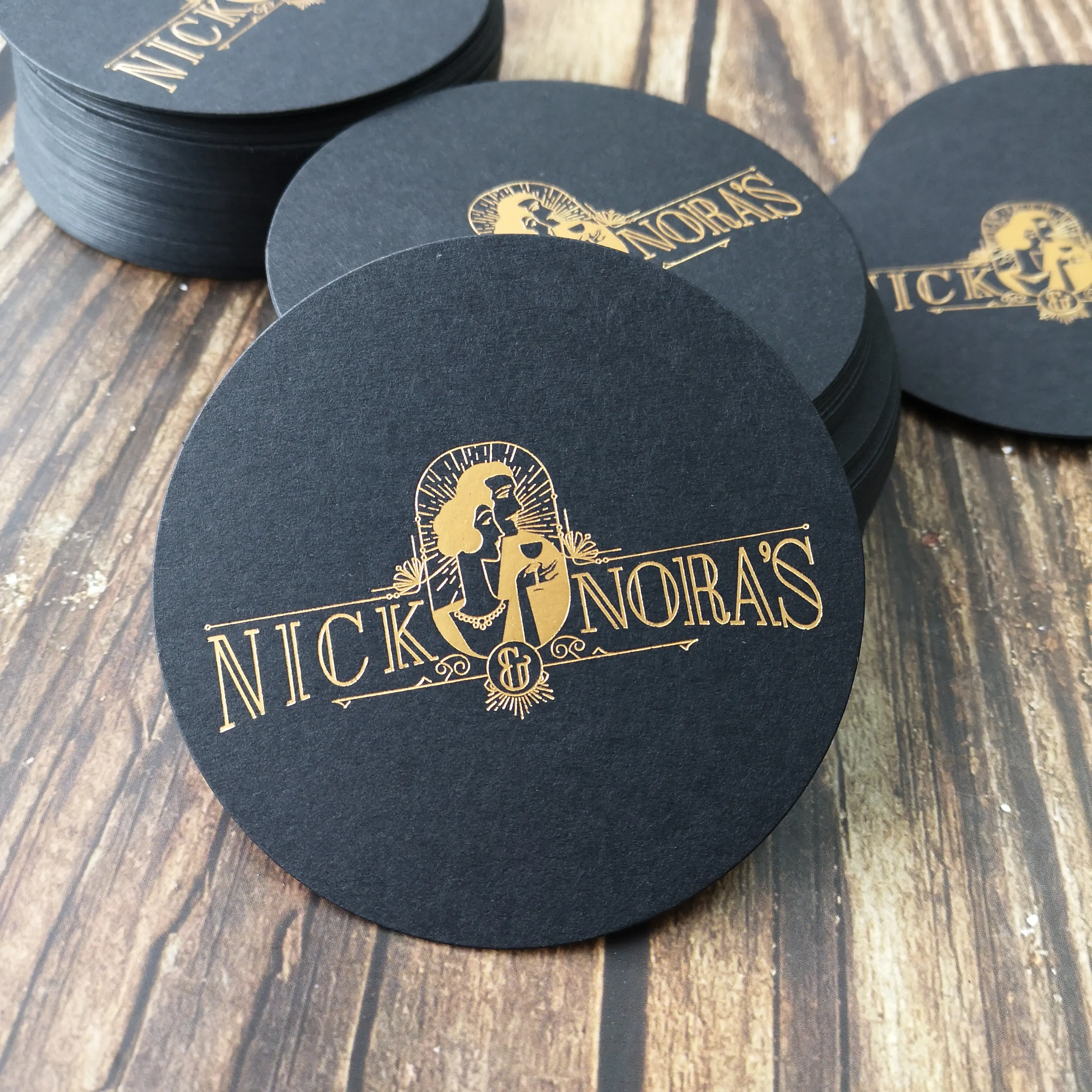 Custom Hot Stamping Gold Foil Printing Coasters Whisky flights and Business cards