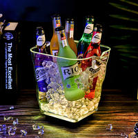 Seau à glace LED en plastique pour promotion commerciale, support pour seau à champagne, refroidisseur de glace pour bar
