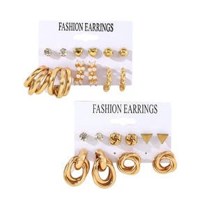 Juego de Aretes de Moda, Chapados en Oro, Geométricos, con Imitación de Perla, Aleación de Zinc, Joyería de Fiesta para Mujer, Estilo Moderno - Product Image 4